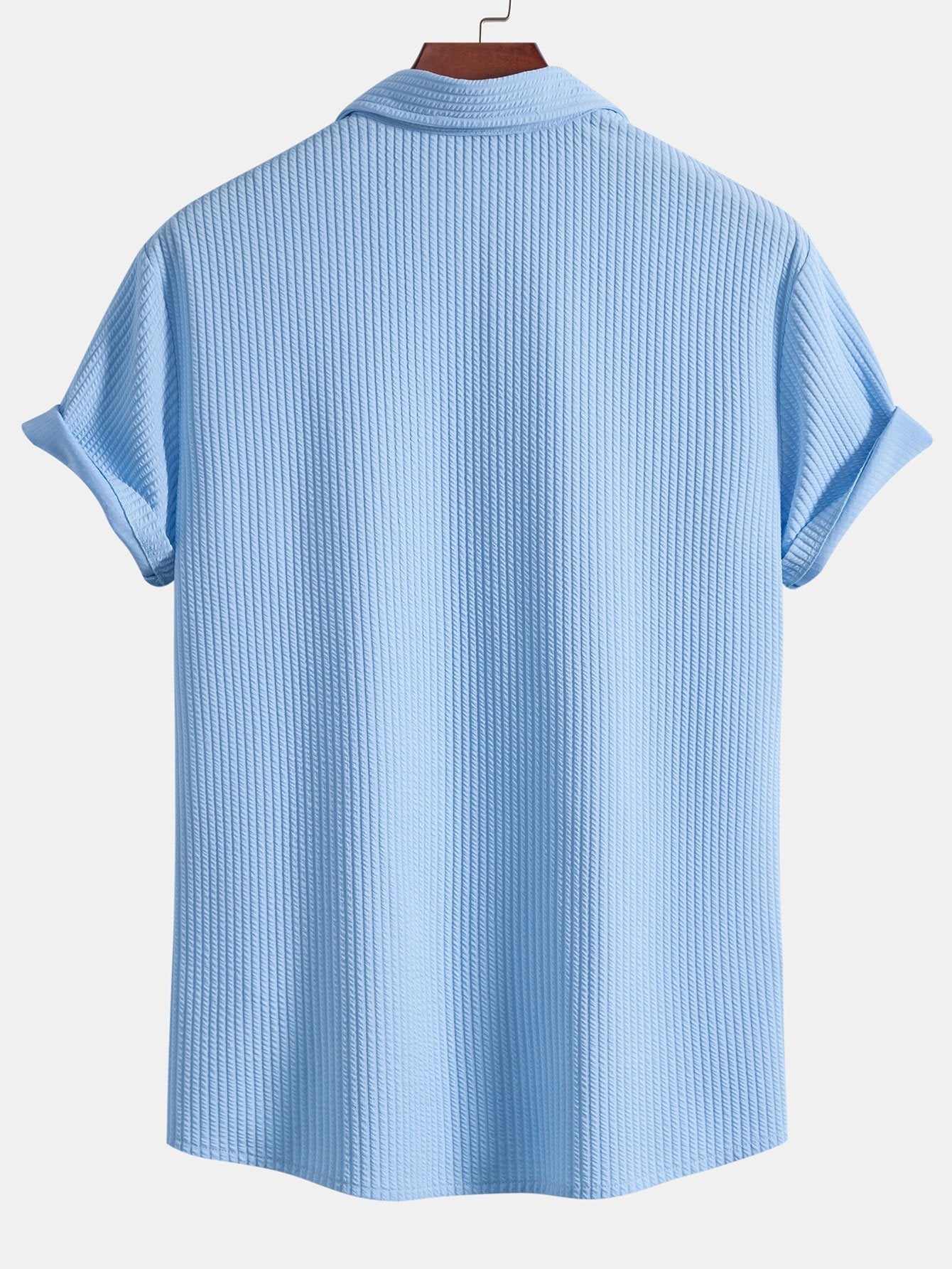 Men's Textured Stripe Camp Collar Button Up Shirt