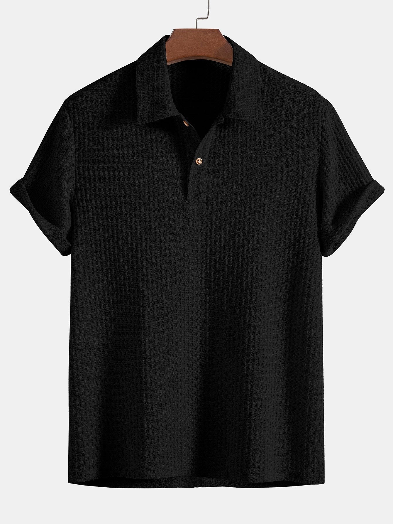 Men's Short Sleeve Polo Shirt Textured Knit Everyday Collared Top