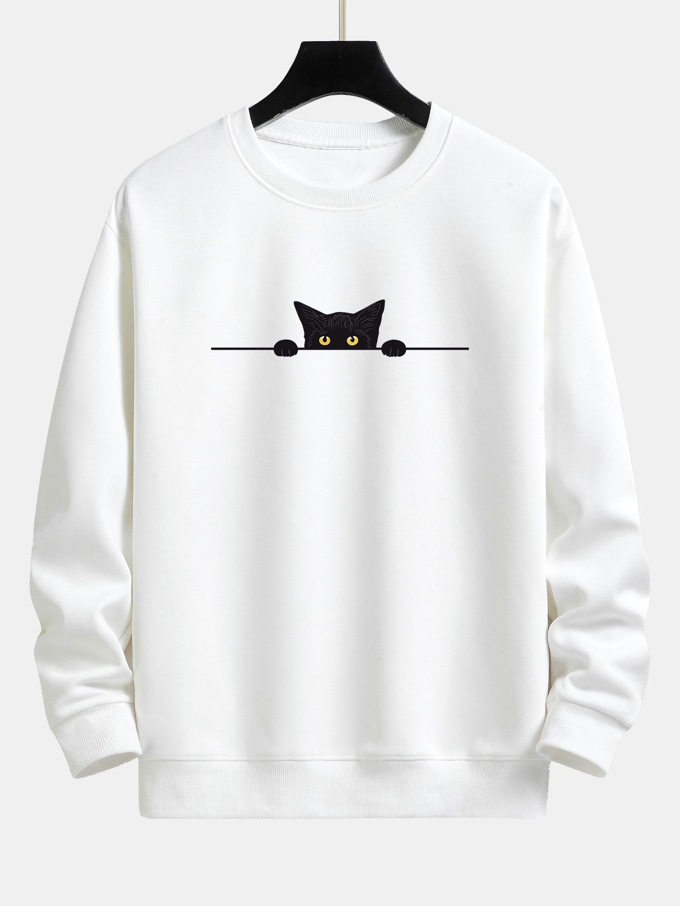Men's Cat Graphic Crew Neck Sweatshirt Long Sleeve Pullover Top