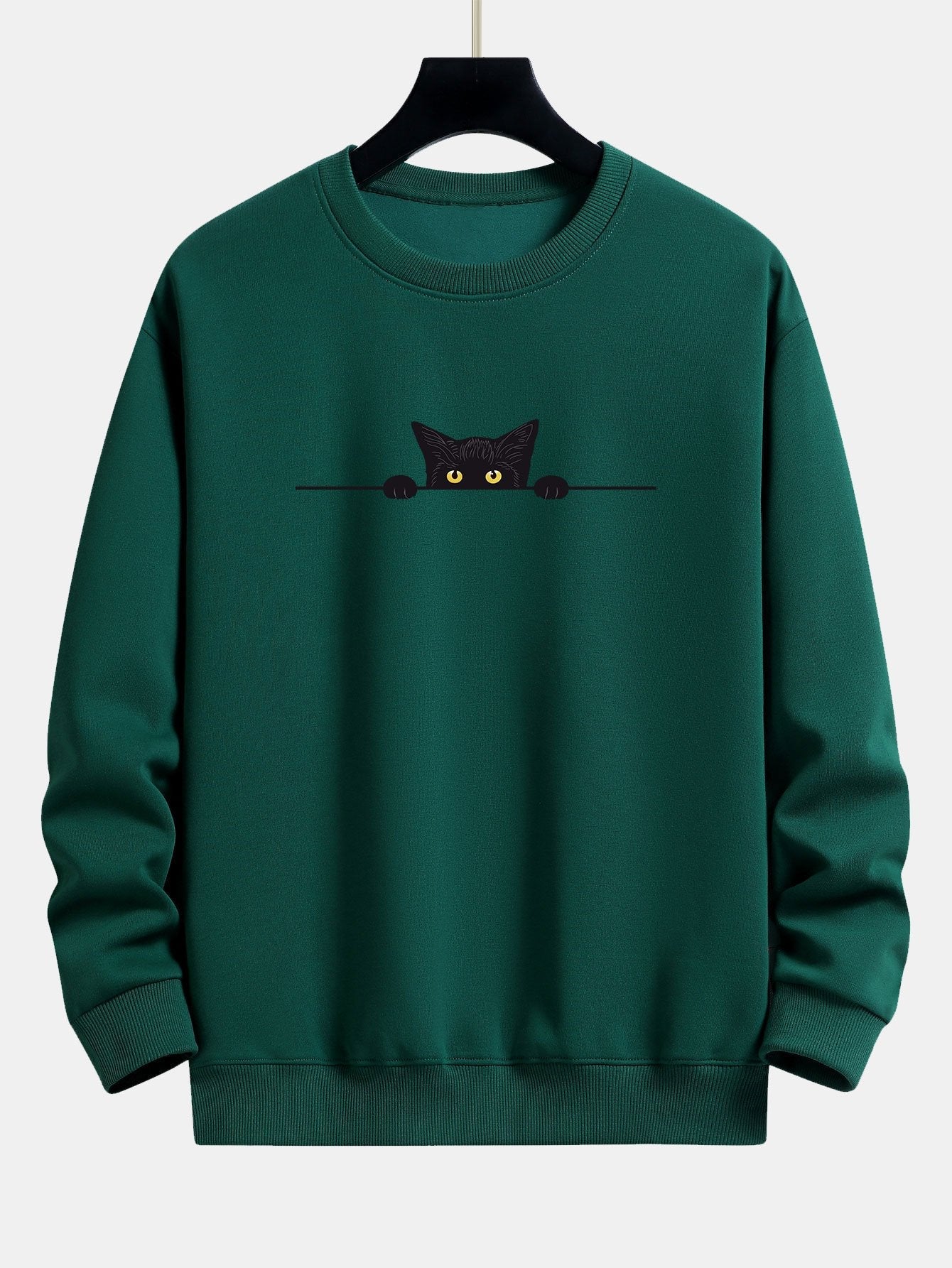 Men's Cat Graphic Crew Neck Sweatshirt Long Sleeve Pullover Top