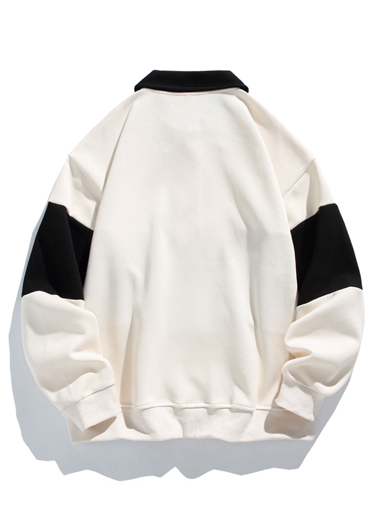Men's Polo Collar Pullover Sweatshirt Horizontal Stripe Design