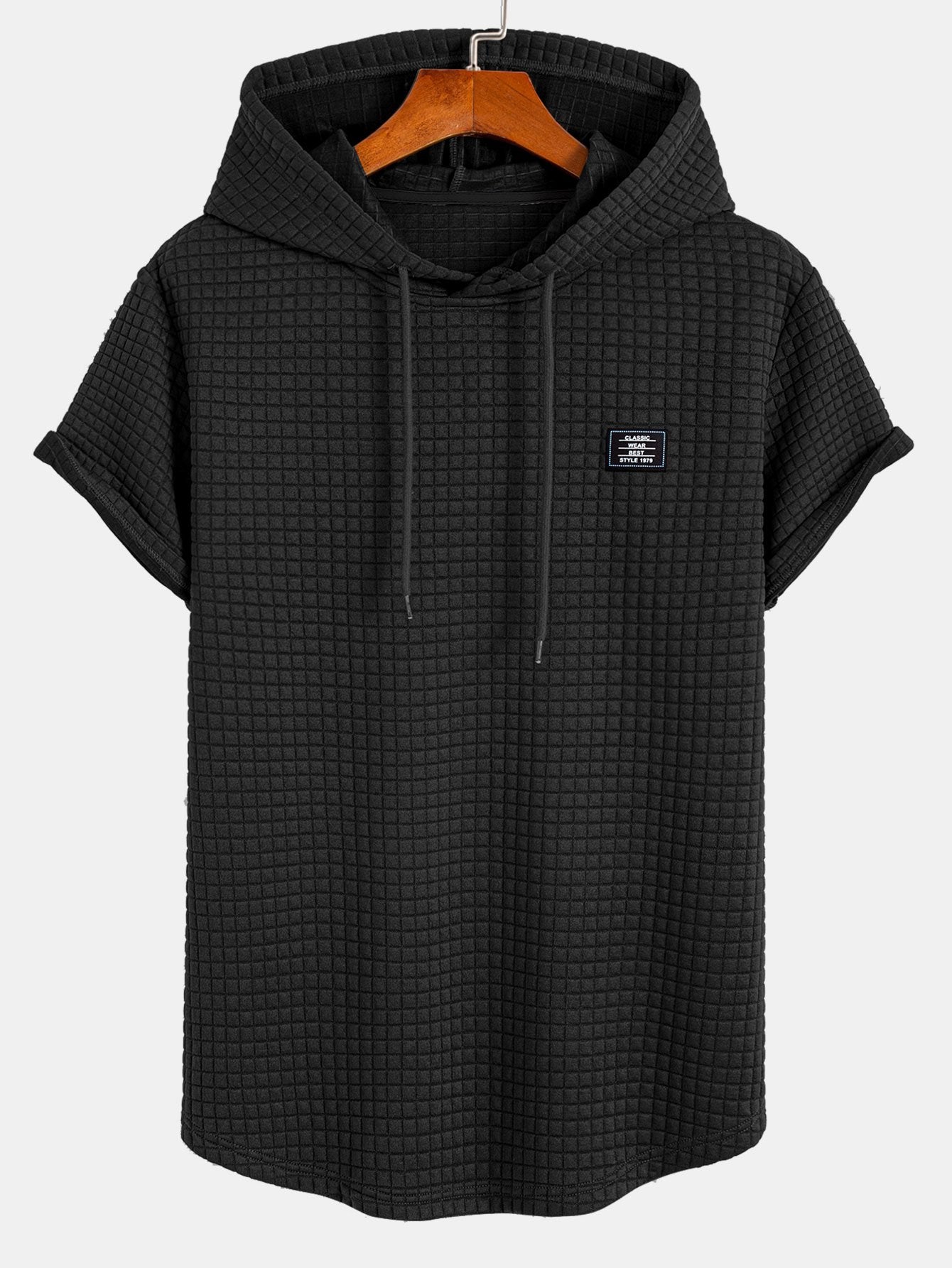 Men's Short Sleeve Hooded Tee Drawstring Pullover Regular Fit Shirt