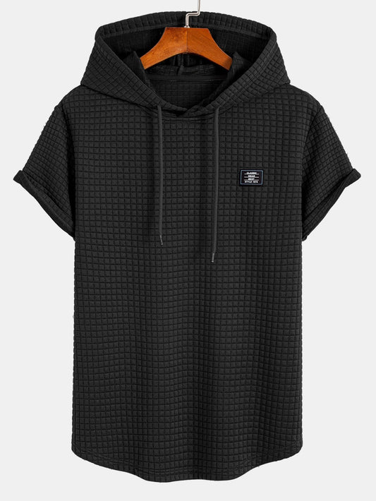 Men's Short Sleeve Hooded Tee Drawstring Pullover Regular Fit Shirt