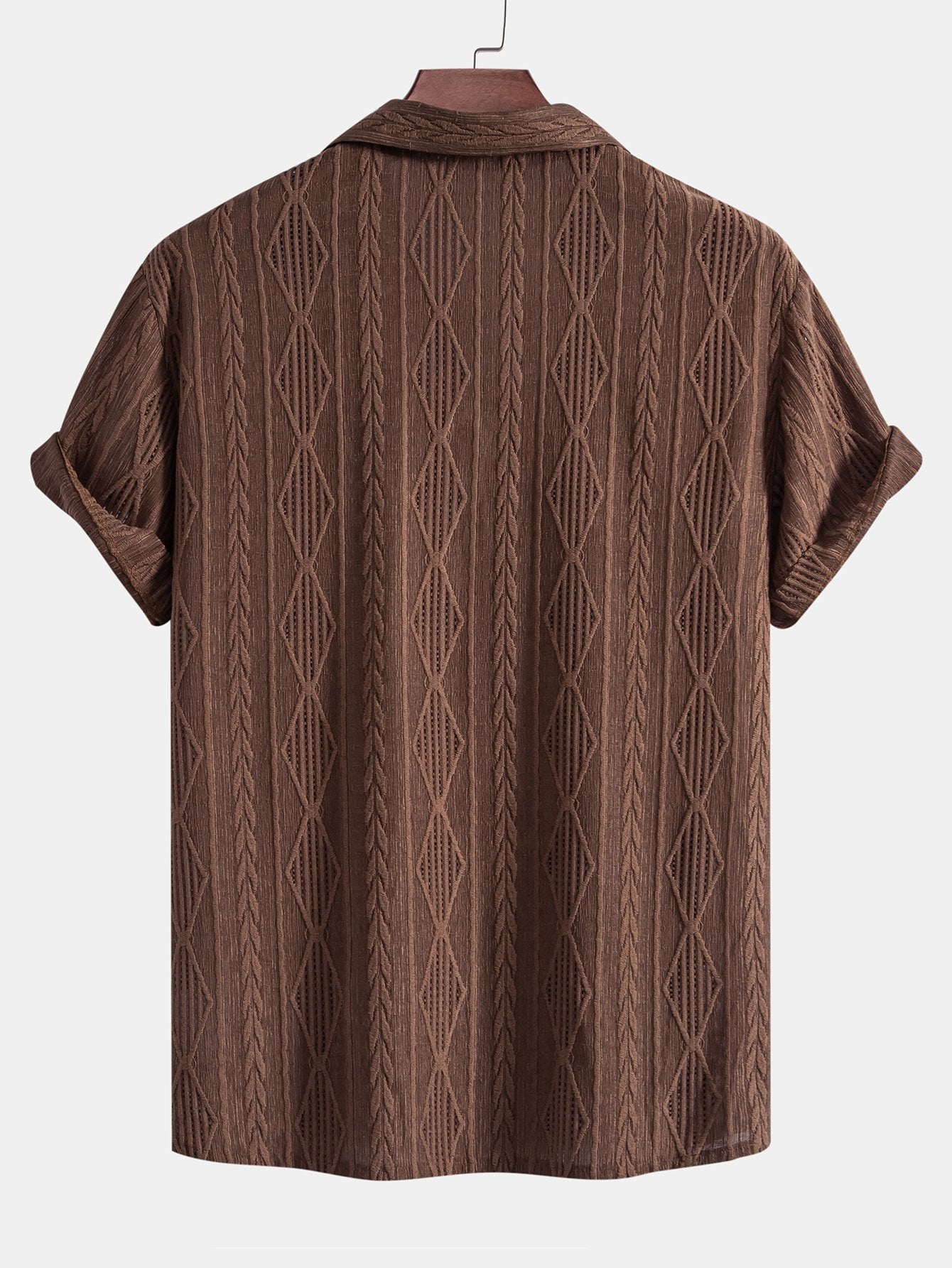 Men's Collared Button Front Shirt Short Sleeve Pullover Top