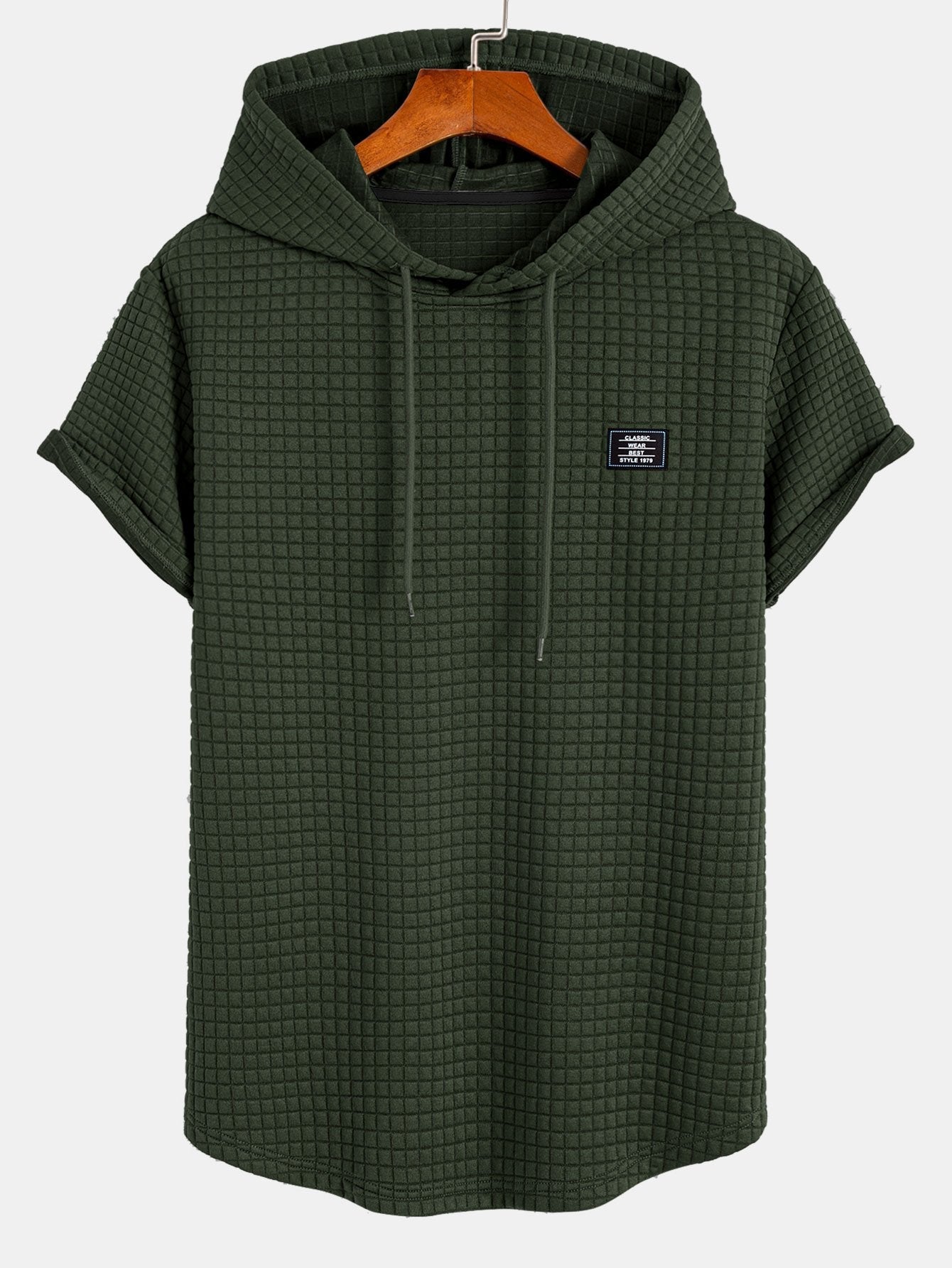 Men's Short Sleeve Hooded Tee Drawstring Pullover Regular Fit Shirt