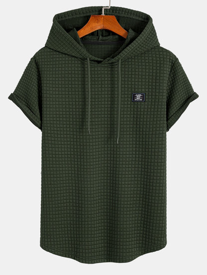 Men's Short Sleeve Hooded Tee Drawstring Pullover Regular Fit Shirt