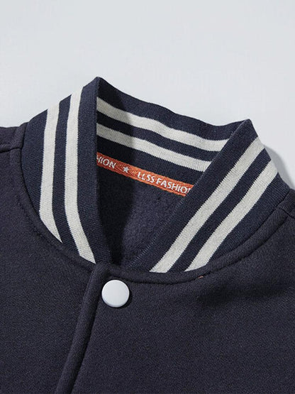 Men's Button Front Varsity Jacket Pants Matching Set