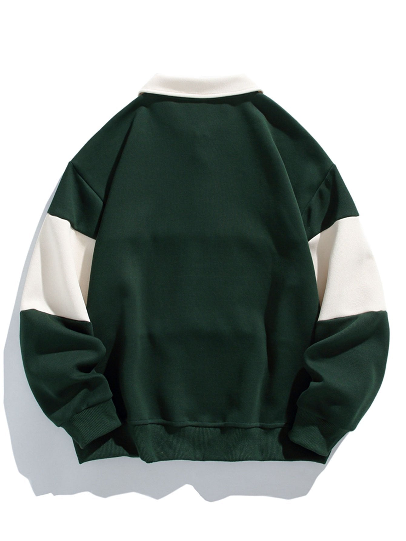 Men's Polo Collar Pullover Sweatshirt Horizontal Stripe Design