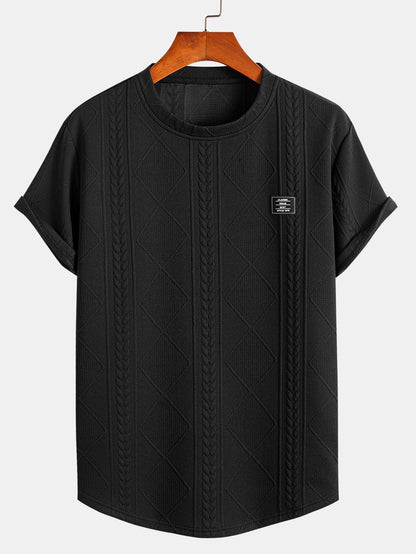 Textured Crew Neck Short Sleeve T Shirt for Men