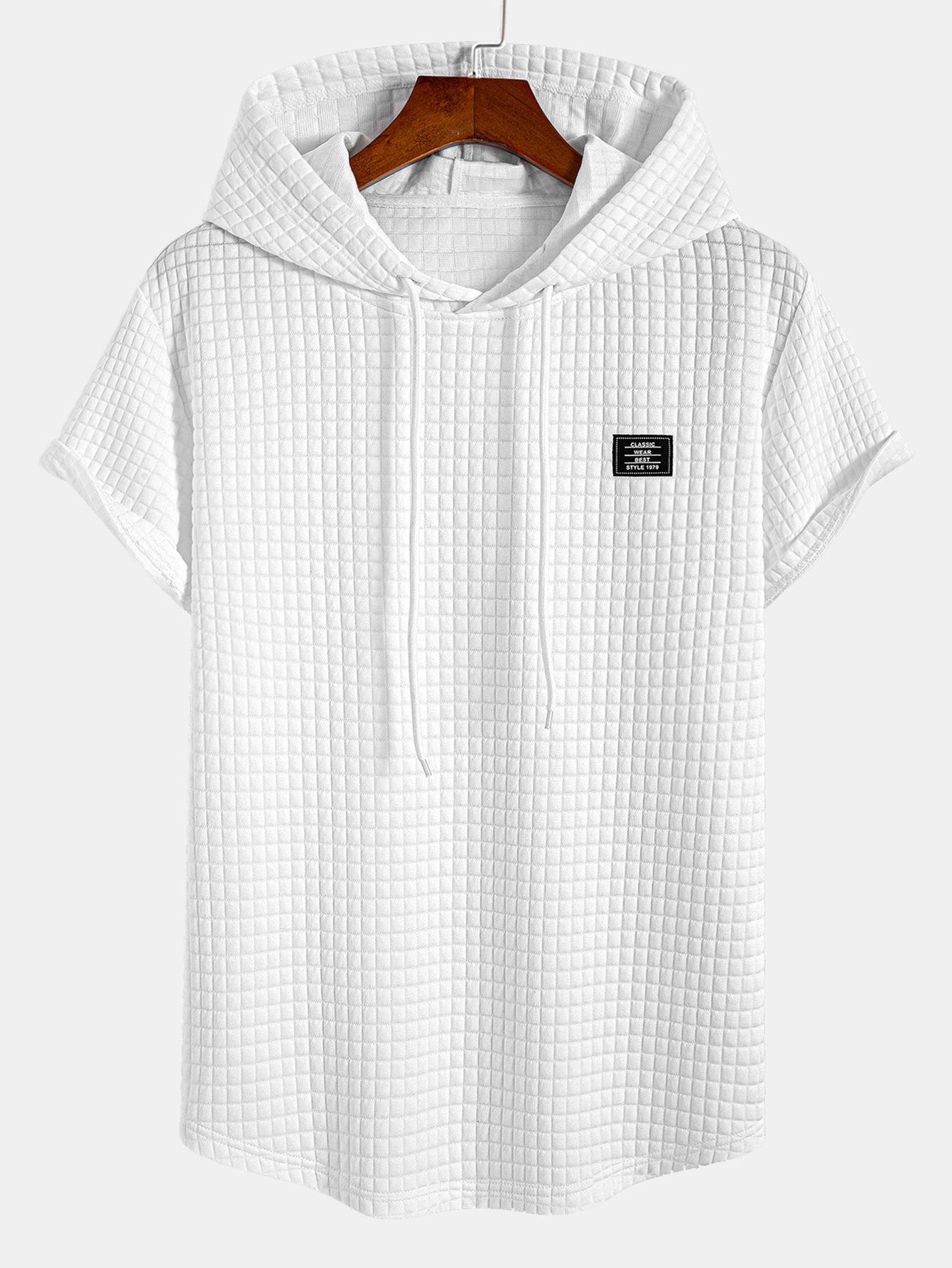 Men's Short Sleeve Hooded Tee Drawstring Pullover Regular Fit Shirt