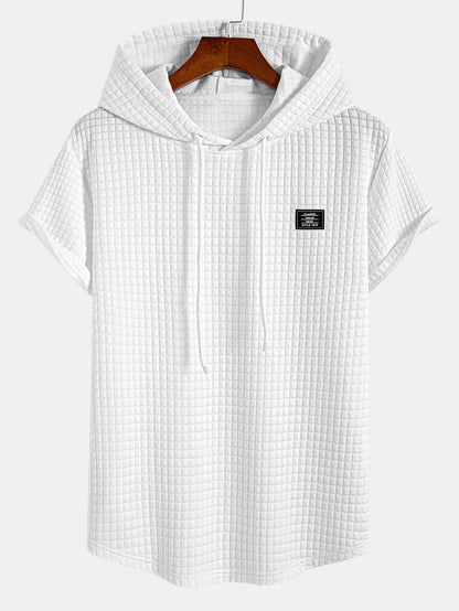 Men's Short Sleeve Hooded Tee Drawstring Pullover Regular Fit Shirt