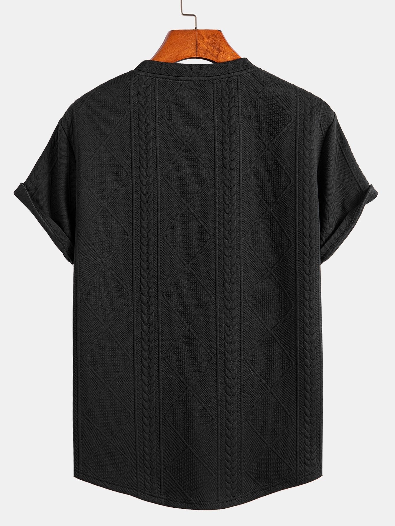 Textured Crew Neck Short Sleeve T Shirt for Men