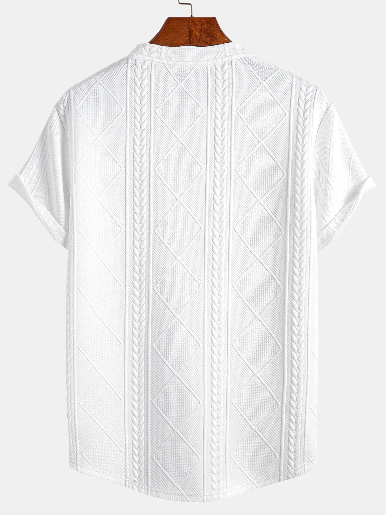 Textured Crew Neck Short Sleeve T Shirt for Men