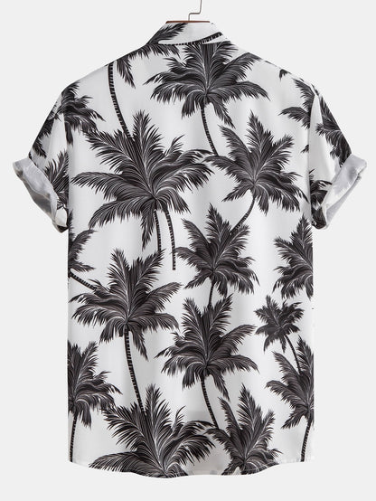 Men's Camp Collar Shirt with Drawstring Shorts Two Piece Set