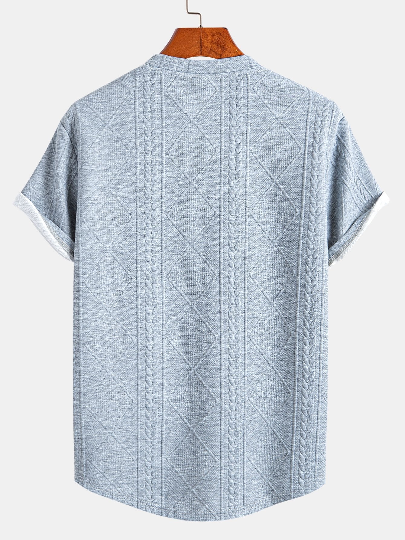 Textured Crew Neck Short Sleeve T Shirt for Men