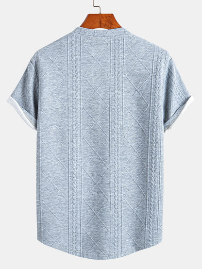 Textured Crew Neck Short Sleeve T Shirt for Men