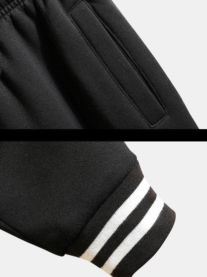 Men's Button Front Varsity Jacket Pants Matching Set