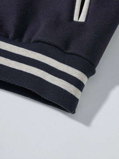Men's Button Front Varsity Jacket Pants Matching Set