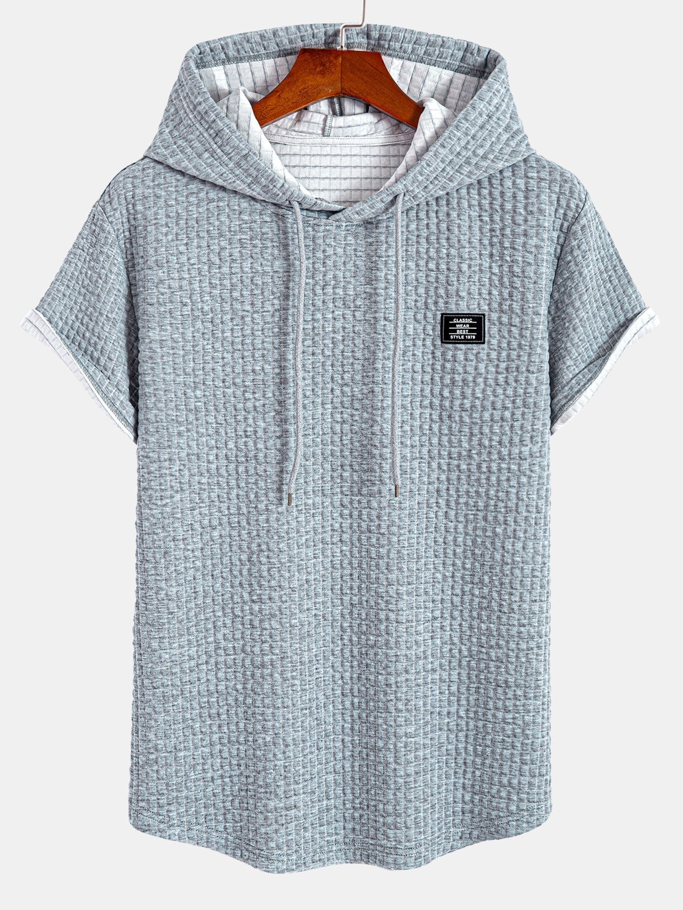 Men's Short Sleeve Hooded Tee Drawstring Pullover Regular Fit Shirt
