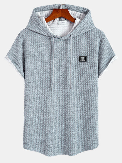 Men's Short Sleeve Hooded Tee Drawstring Pullover Regular Fit Shirt