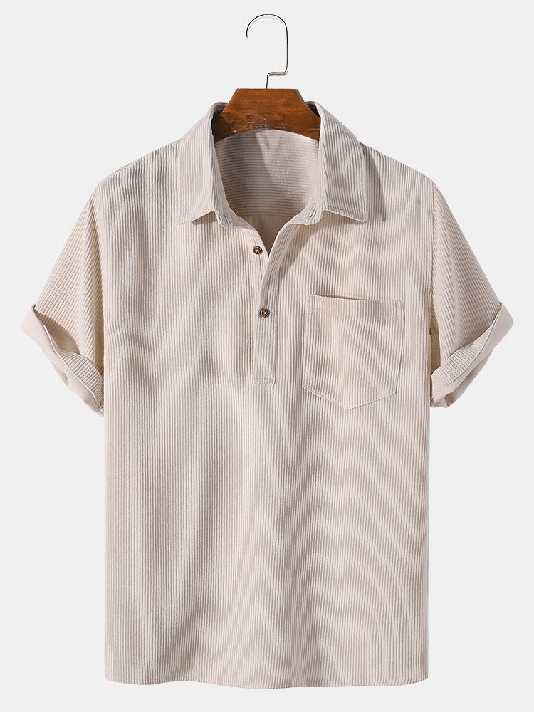 Men's Short Sleeve Polo Shirt with Button Placket