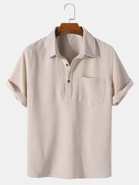 Men's Short Sleeve Polo Shirt with Button Placket